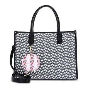 Valentino Black and White Chevron Tote